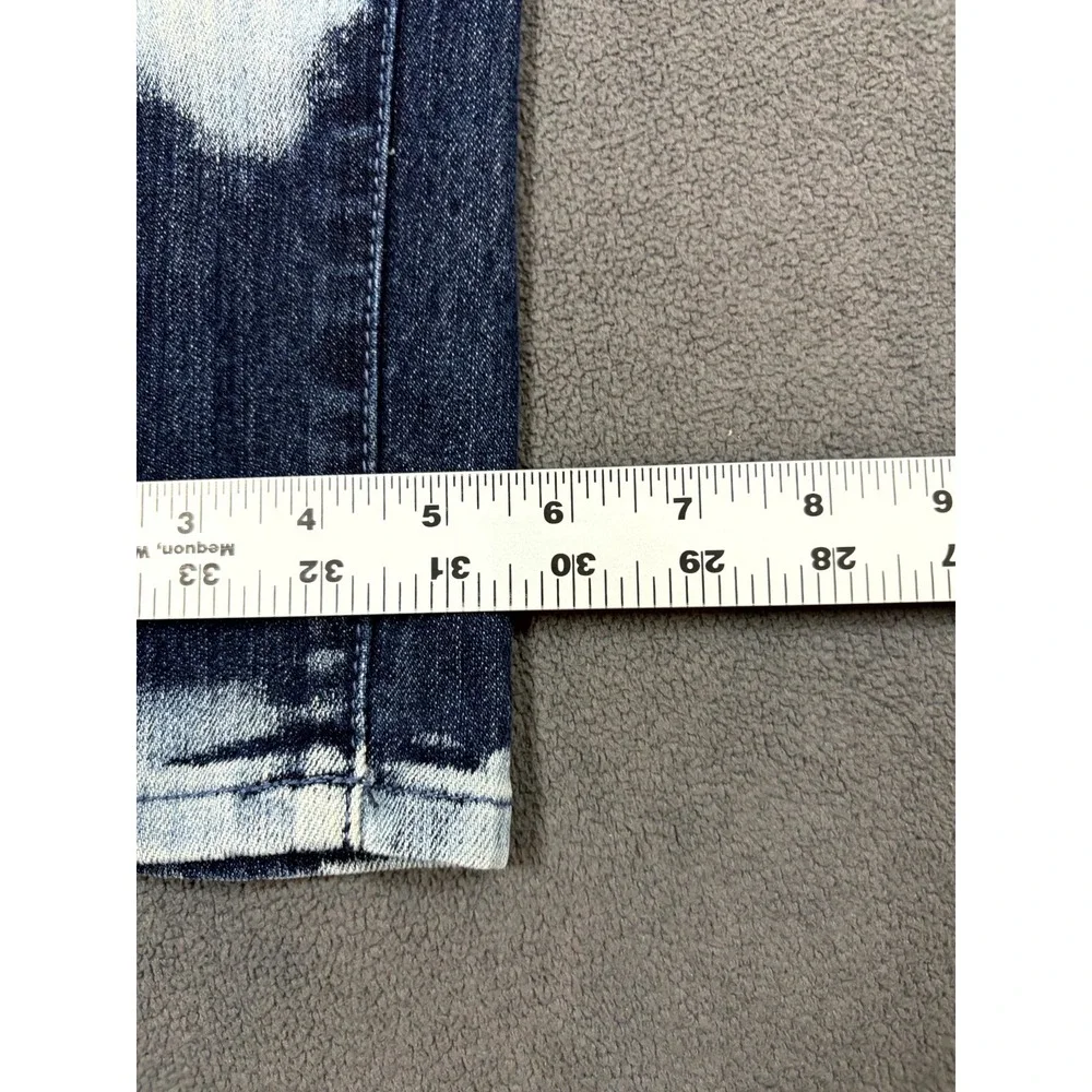 Vanilla Star Jeans Womens 3 Blue Denim Paint Splatter Skinny Leg Boho Streetwear